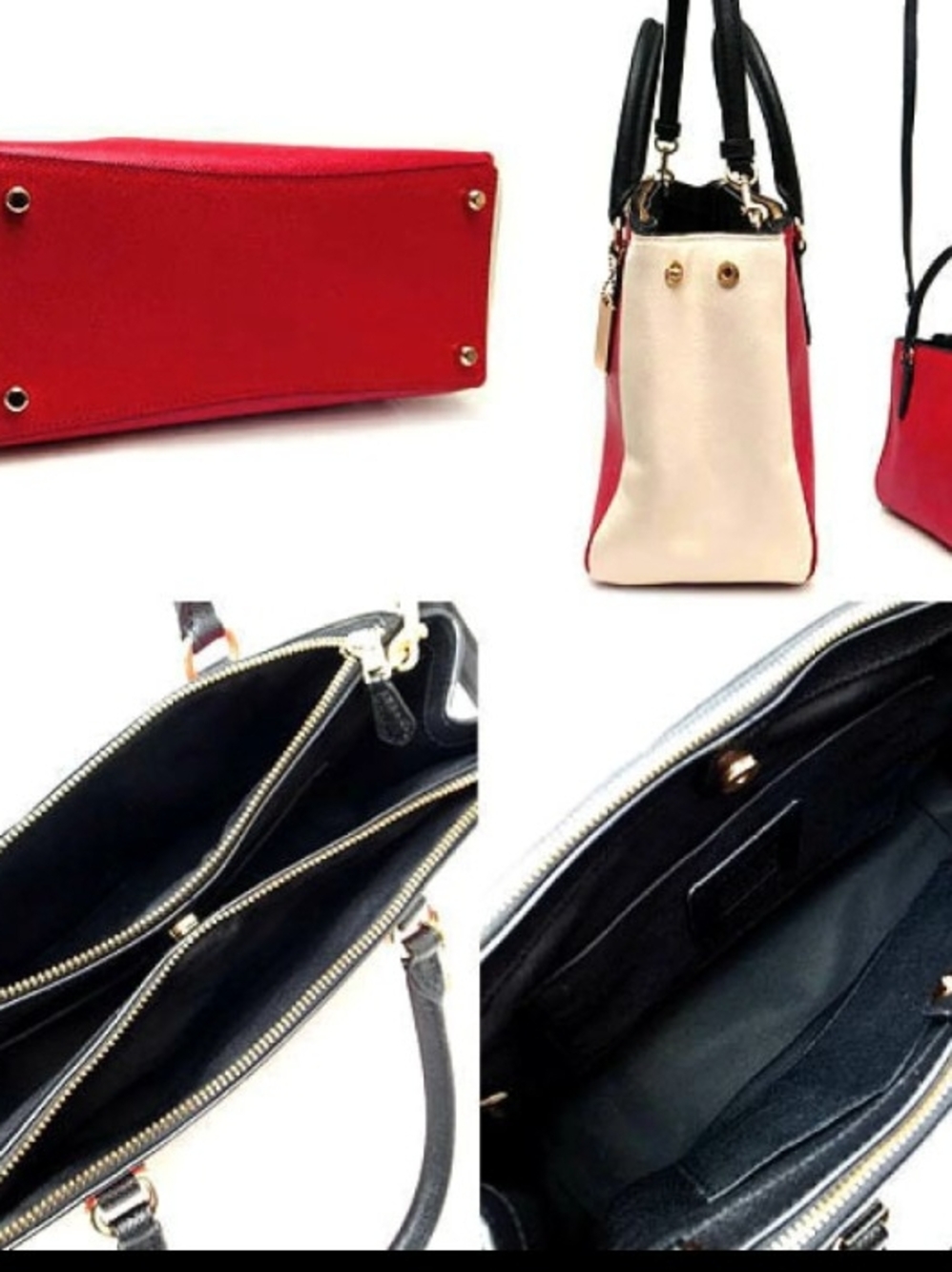 Coach Red and White Leather Satchel with Matching Wallet - Picture 2 of 16